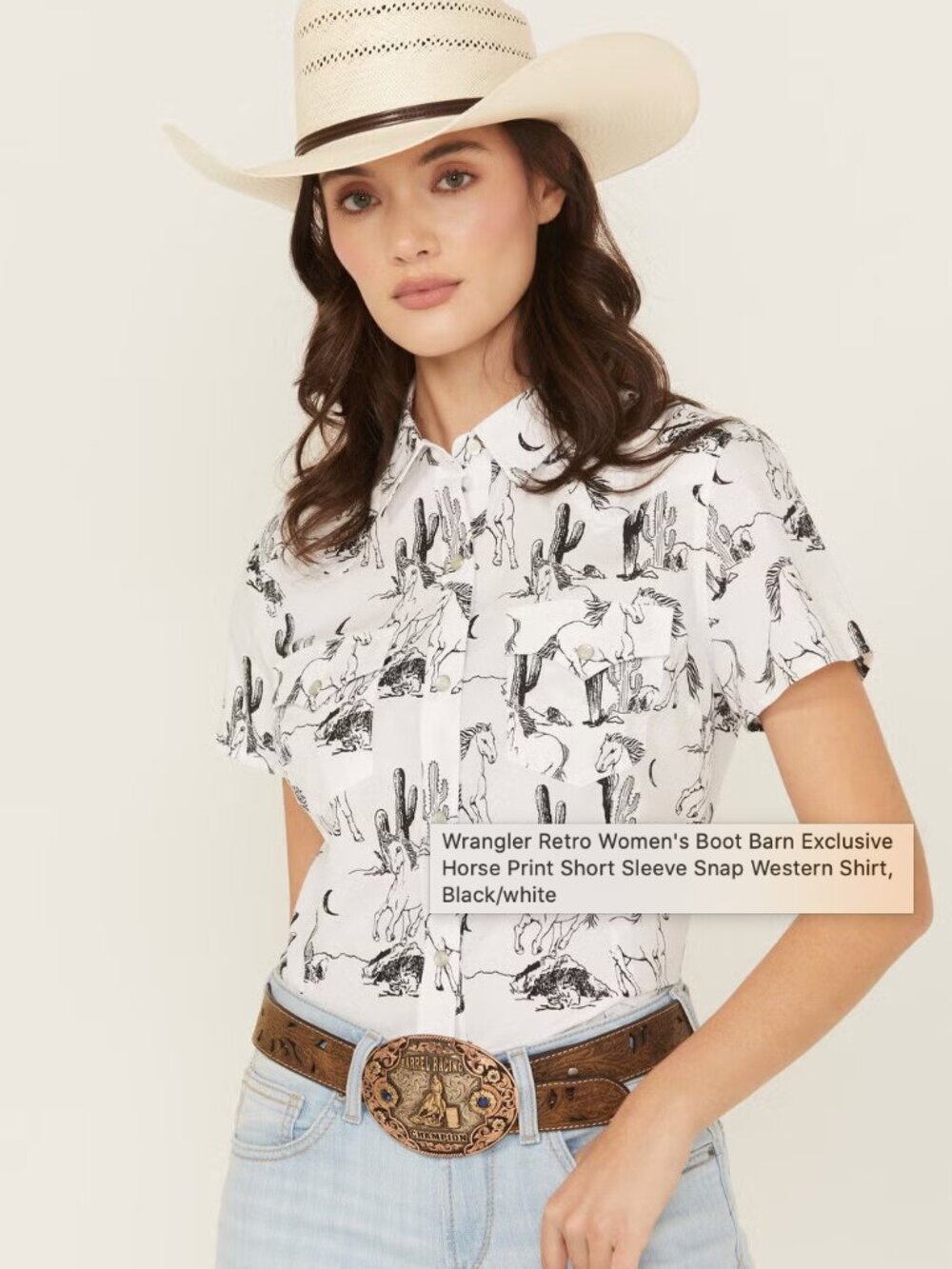 Wrangler Retro Women's Boot Barn Exclusive Horse Print Short Sleeve Snap Western
